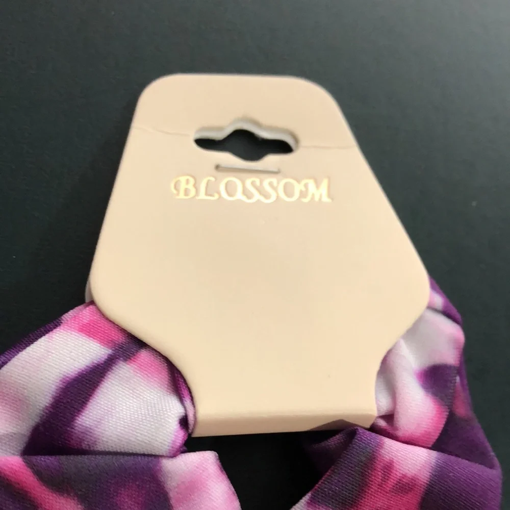 NEW Blossom Tie Dye Scarf with Elastic Hair Tie, Purple Pink